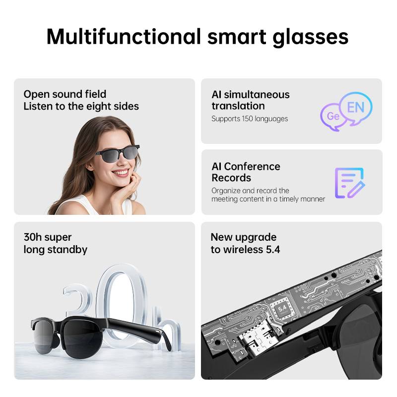 Translation Music Smart Glasses Calling-wearable Lightweight AI Translation Glasses
